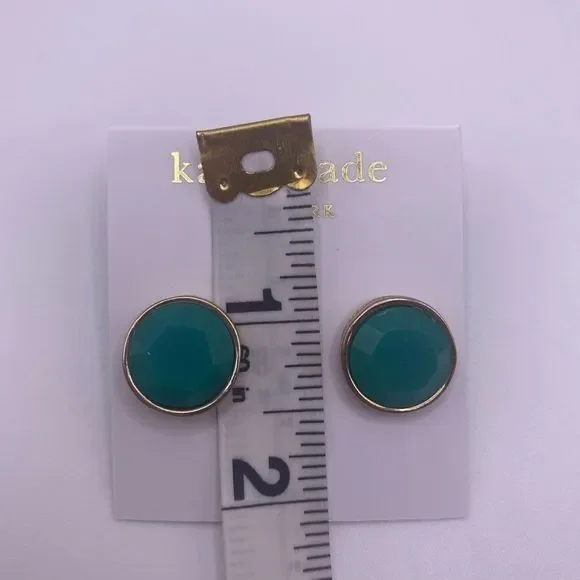 Kate Spade Teal Faceted Studs - Picture 2 of 2